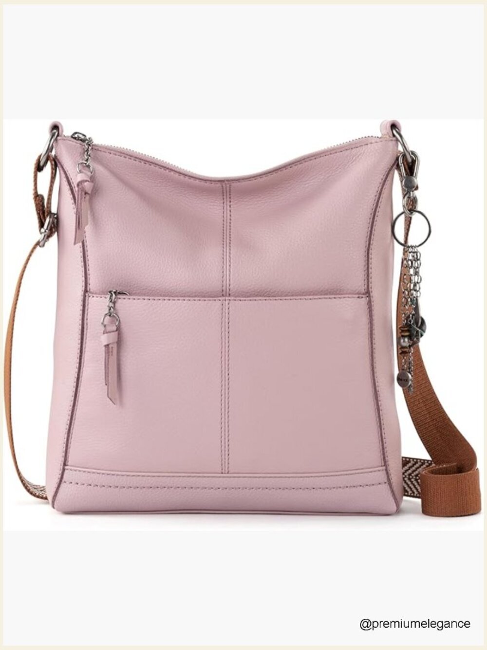 Genuine Leather Crossbody Bag with Zipper - Premium Handbag for Travel